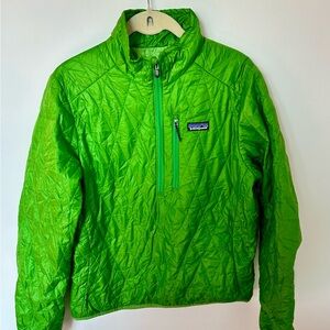 Patagonia Neon Green Quilted Half-Zip Pullover
